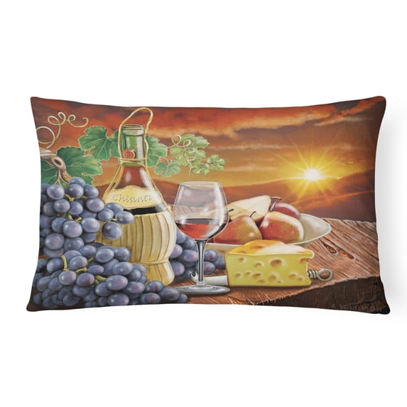 Chianti, Pears, Wine and Cheese Canvas Fabric Decorative Pillow