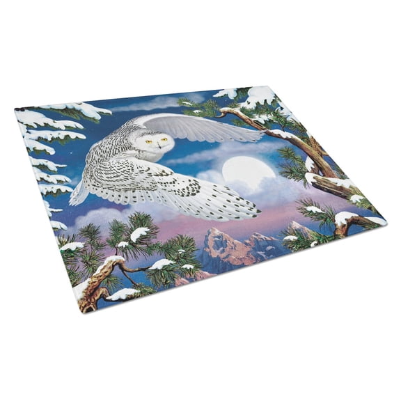 Carolines Treasures PRS4030LCB Snowy Owl Glass Cutting Board Large, 12H x 16W, multicolor
