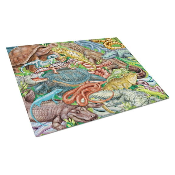 Carolines Treasures PRS4034LCB Scales and Tails, Snakes, Turtle, Reptiles Glass Cutting Board Large, 12H x 16W,
