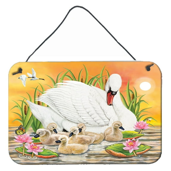 Carolines Treasures PRS4046DS812 Mother Swan At Sunset Wall or Door Hanging Prints 8x12 multicolor