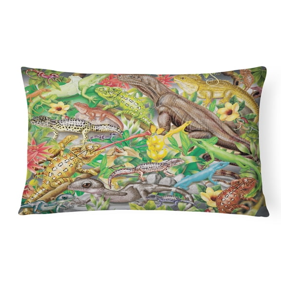 Carolines Treasures PRS4047PW1216 Lizard Jungle Canvas Fabric Decorative Pillow 12H x16W multicolor