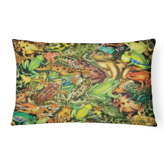 Carolines Treasures PRS4053PW1216 Frogs Canvas Fabric Decorative Pillow 12H x16W multicolor