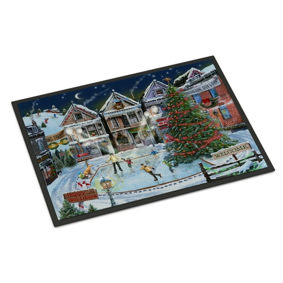 Carolines Treasures PTW2005JMAT Christmas Family Skate Night Door Mat Indoor Rug or Outdoor Welcome Mat 24x36 Doormat