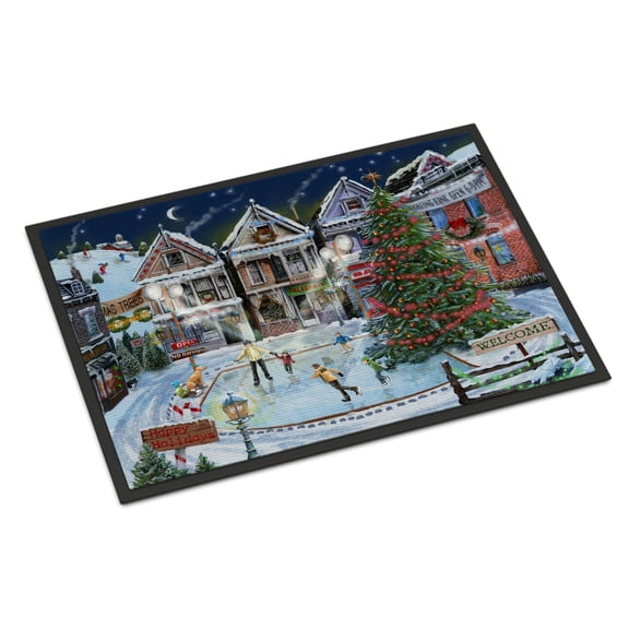 Carolines Treasures PTW2005MAT Christmas Family Skate Night Door Mat Indoor Rug or Outdoor Welcome Mat 18x27 Doormat