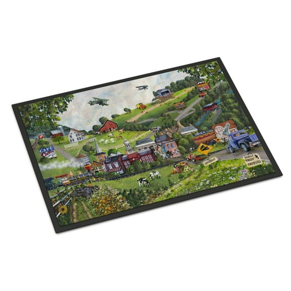 Carolines Treasures PTW2012MAT Summer in Small Town USA Door Mat Indoor Rug or Outdoor Welcome Mat 18x27 Doormat 27"L x