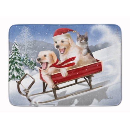 Carolines Treasures PTW2015RUG Dogs and Kitten in Sled Need for Speed Machine Washable Memory Foam Mat 19 X 27"