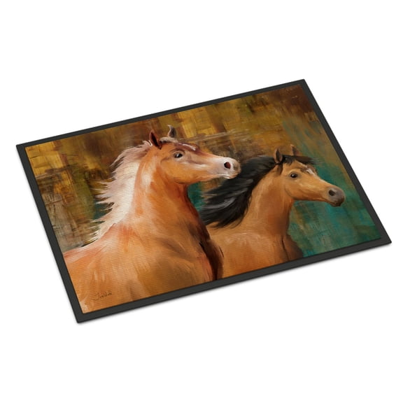 Carolines Treasures PTW2021JMAT Horse Duo Door Mat Indoor Rug or Outdoor Welcome Mat 24x36 Doormat 36"L x 24"W