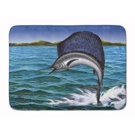 Carolines Treasures PTW2037RUG Blue Marlin Machine Washable Memory Foam Mat 19 X 27" multicolor