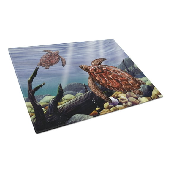 Carolines Treasures PTW2042LCB Sea Turtles Glass Cutting Board Large, 12H x 16W, multicolor