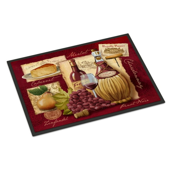 Carolines Treasures PTW2046JMAT Wine and Cheese Door Mat Indoor Rug or Outdoor Welcome Mat 24x36 Doormat 36"L x 24"W