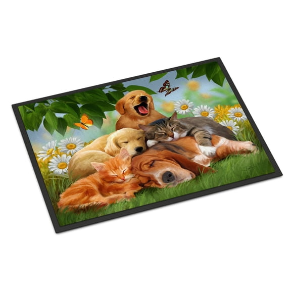 Carolines Treasures PTW2049JMAT Golden Retriever Labrador and Basset Hound Sleepy Heads Door Mat Indoor Rug or Outdoor
