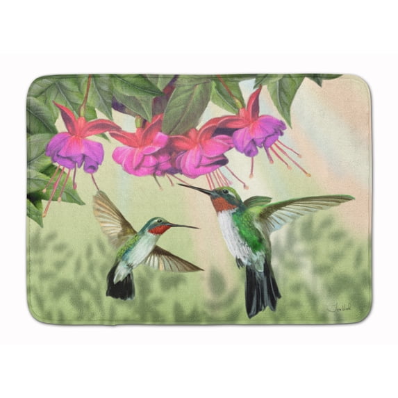 Carolines Treasures PTW2051RUG Fuchsia and Hummingbirds Machine Washable Memory Foam Mat 19 X 27" multicolor