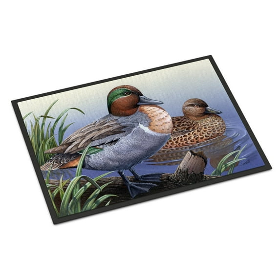 Carolines Treasures PTW2057MAT Green Teal Ducks in the Water Door Mat Indoor Rug or Outdoor Welcome Mat 18x27 Doormat