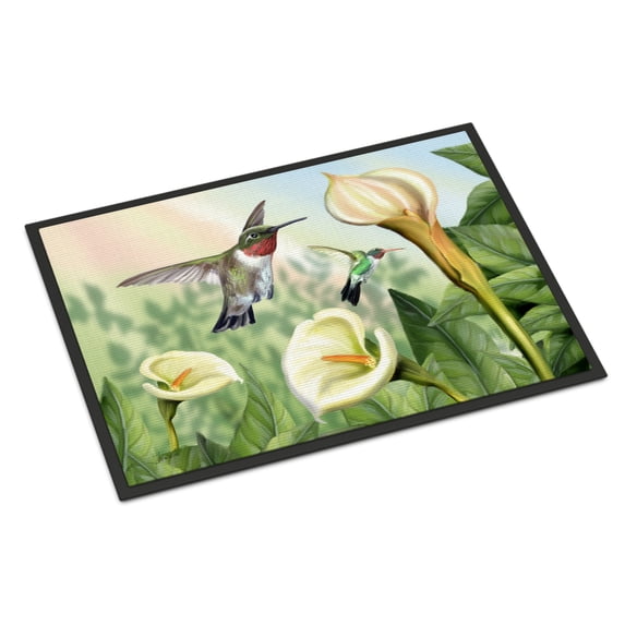 Carolines Treasures PTW2058MAT Lily and the Hummingbirds Door Mat Indoor Rug or Outdoor Welcome Mat 18x27 Doormat 27"L