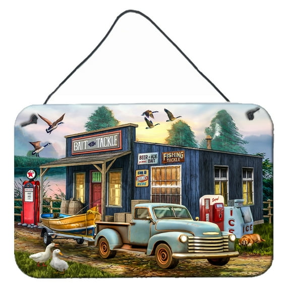 Carolines Treasures PTW2065DS812 Early Bird Catches the Fish Bait Shop Wall or Door Hanging Prints 8x12 multicolor
