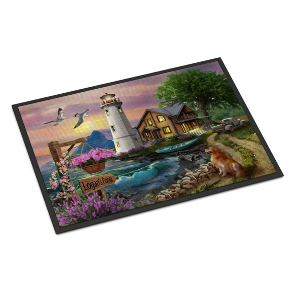 Logan's Pointe Lighthouse Golden Retriever Door Mat