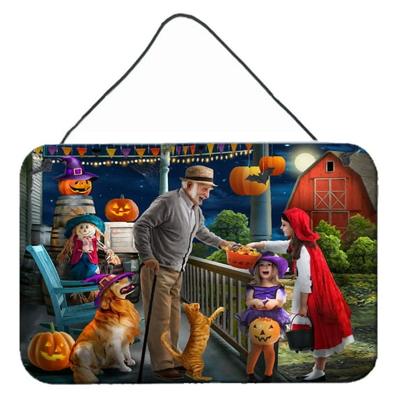 Carolines Treasures PTW2072DS812 Halloween at Grandpas Golden Retriever Wall or Door Hanging Prints 8x12 multicolor