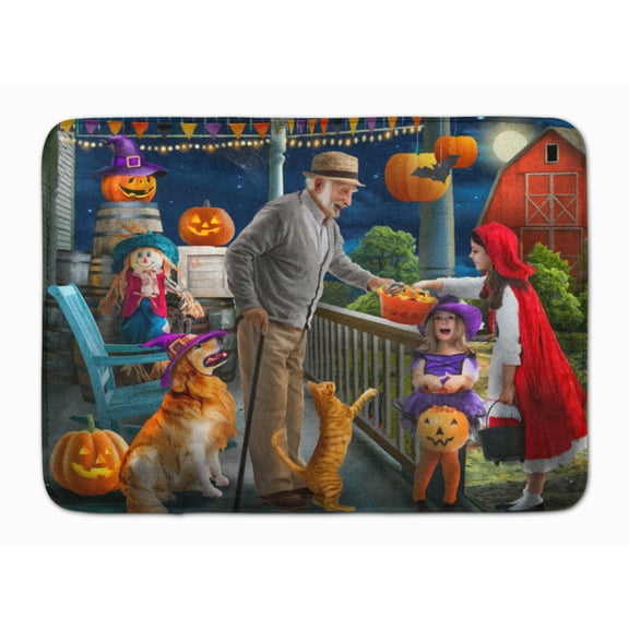 Carolines Treasures PTW2072RUG Halloween at Grandpas Golden Retriever Machine Washable Memory Foam Mat 19 X 27"