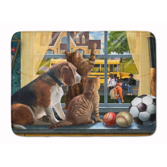 Beagle, Cats Back to School Machine Washable Memory Foam Mat