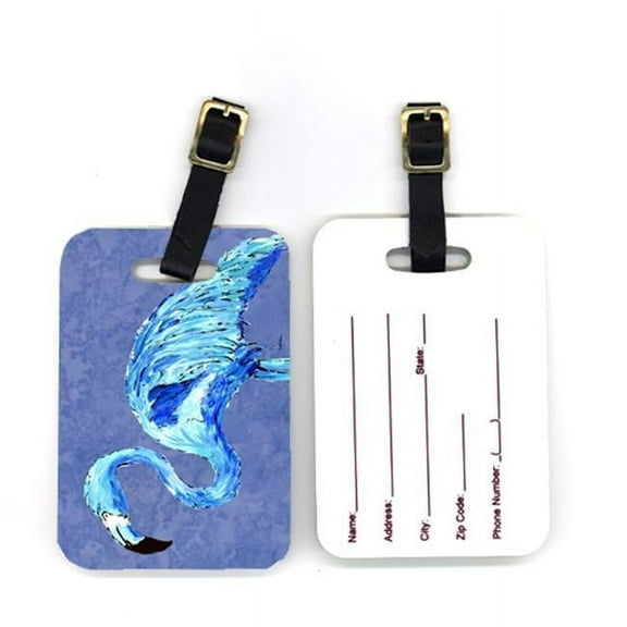 Carolines Treasures Pair of Flamingo On Slate Blue Luggage Tag