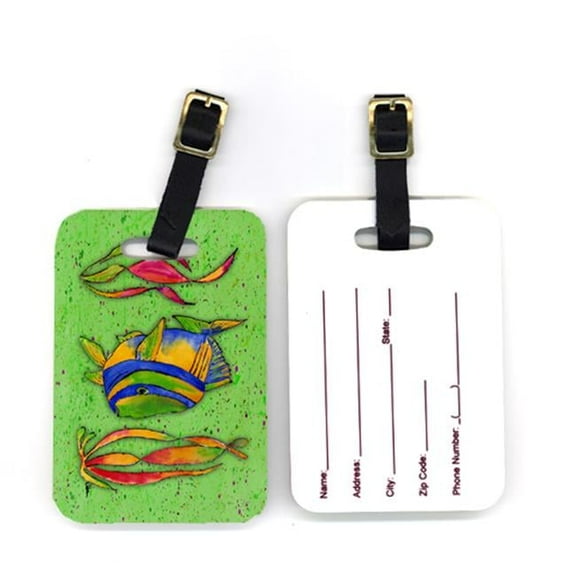 Carolines Treasures Pair of Tropical Fish on Green Luggage Tag