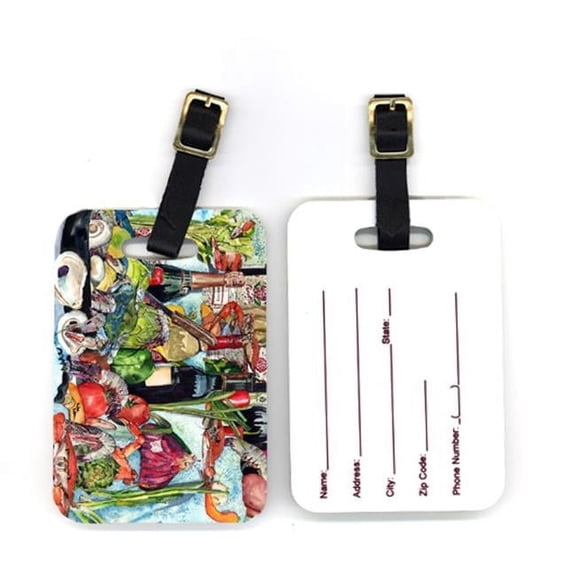 Carolines Treasures  Pair of Wine Crab Shrimp and Oysters Luggage Tag