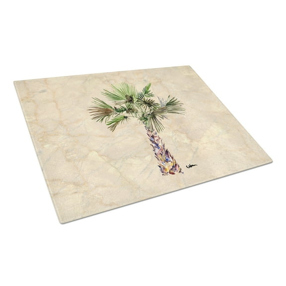 Carolines Treasures Palm Tree Glass Cutting Board Large 12H x 16W multicolor