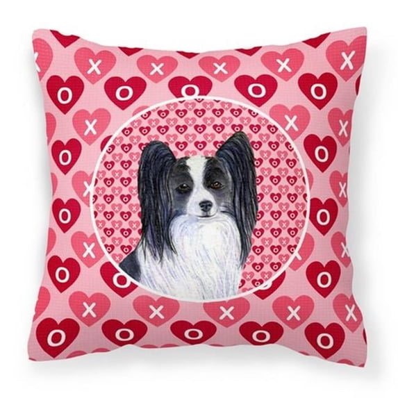 Carolines Treasures Papillon Hearts Love & Valentines Day Portrait Fabric Decorative Pillow - 14 x 3 x 14 in.
