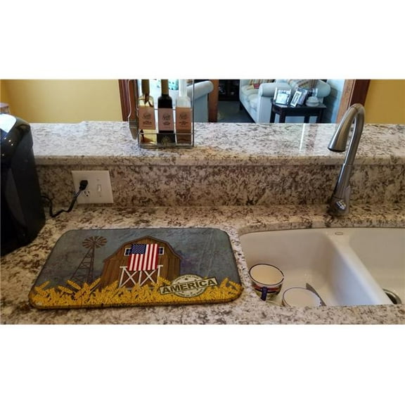 Carolines Treasures  Patriotic Barn Land of America Dish Drying Mat