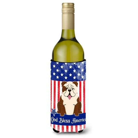 Carolines Treasures BB3116LITERK Patriotic USA English Bulldog Brindle White Wine Bottle Beverge Insulator Hugger
