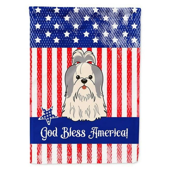 Carolines Treasures BB3080GF Patriotic USA Shih Tzu Silver White Garden Size Flag