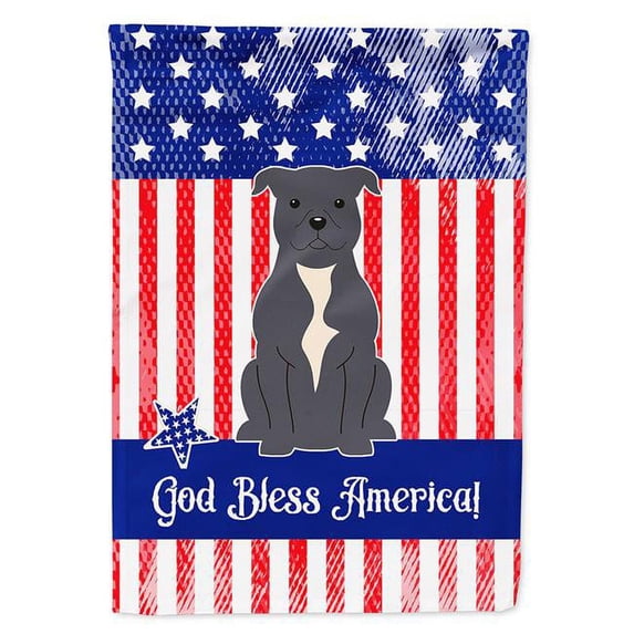 Carolines Treasures BB3041GF Patriotic USA Staffordshire Bull Terrier Blue Garden Size Flag