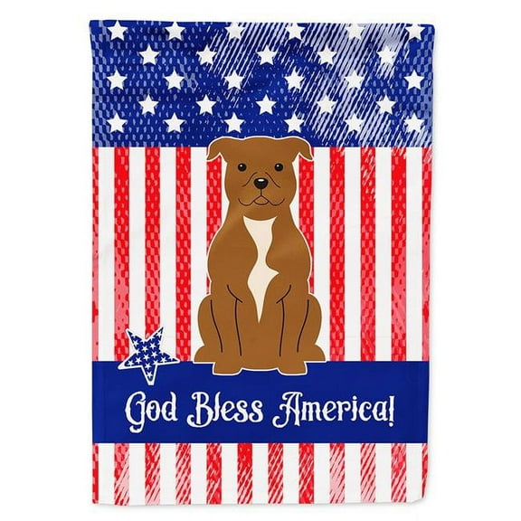 Carolines Treasures BB3042CHF Patriotic USA Staffordshire Bull Terrier Brown Flag Canvas House Size