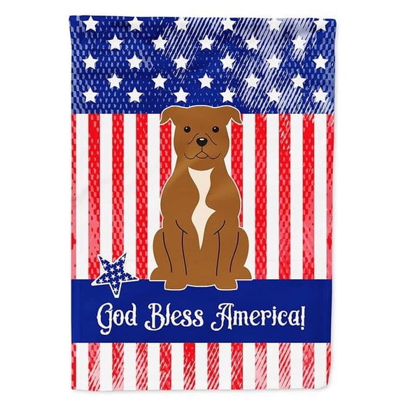 Carolines Treasures BB3042GF Patriotic USA Staffordshire Bull Terrier Brown Garden Size Flag