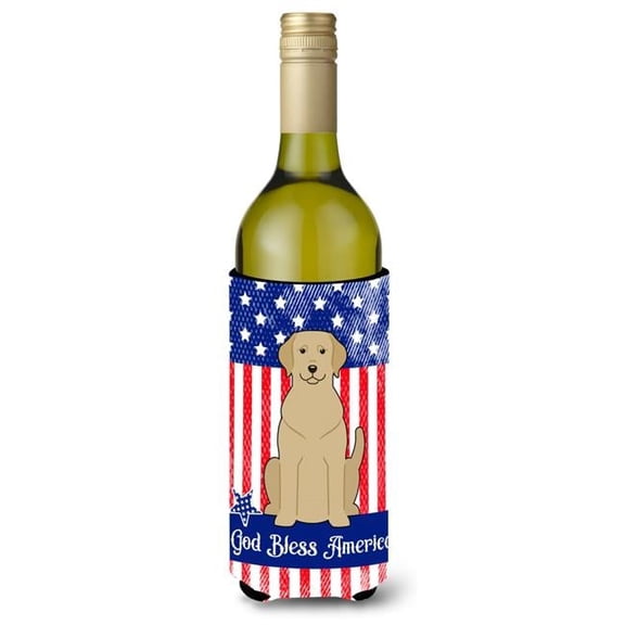 Carolines Treasures BB3050LITERK Patriotic USA Yellow Labrador Wine Bottle Beverge Insulator Hugger
