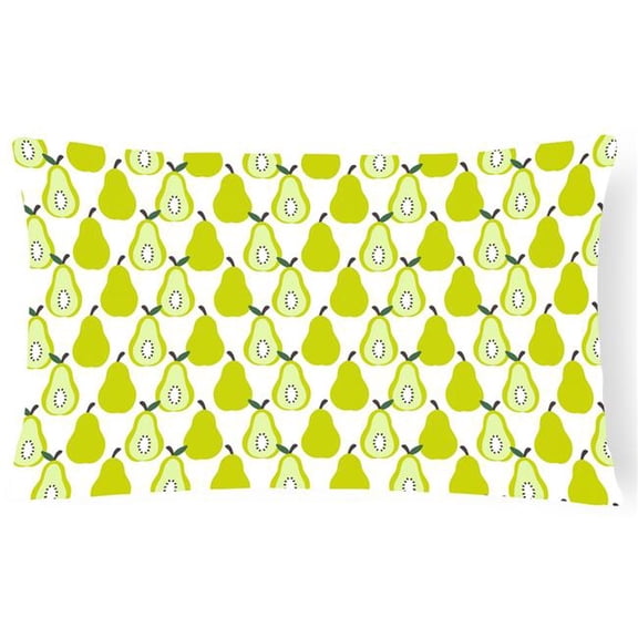 Carolines Treasures Pears on White Canvas Fabric Decorative Pillow - White - 12in. H x 3in. W x 16in. L