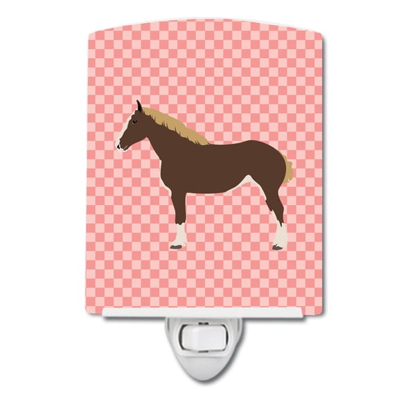 Carolines Treasures Percheron Horse Pink Check Ceramic Night Light 6x4x3 multicolor