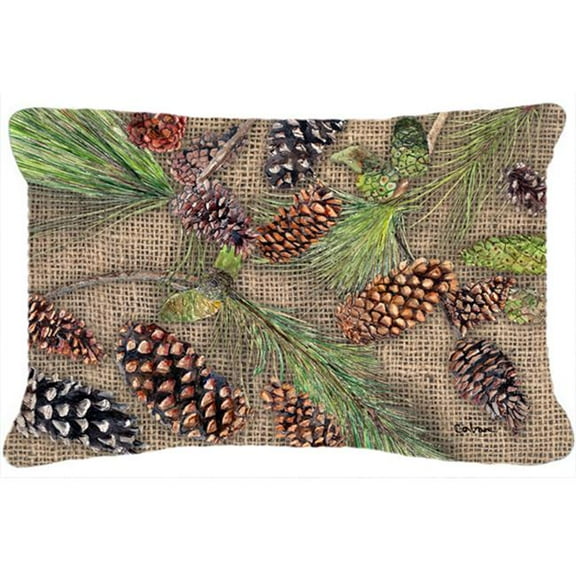Carolines Treasures  Pine Cones Decorative Pillow - Indoor/Outdoor Fabric 12x16 in