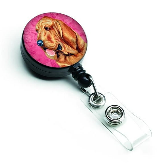 Carolines Treasures Pink Bloodhound Retractable Badge Reel - Pink - 5in. H x 1in. W x 2in. L