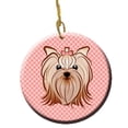 thumbnail image 1 of Carolines Treasures  Pink Checkered Yorkie And Yorkshire Terrier Ceramic Ornament - Pink, 1 of 1