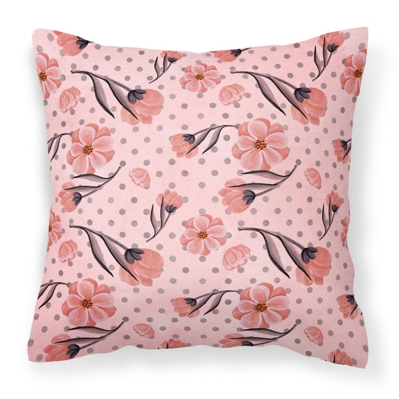 Carolines Treasures BB7499PW1818 Pink Flowers & Polka Dots Fabric Decorative Pillow, 18 x 18 in.