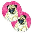 thumbnail image 1 of Carolines Treasures  Pink Pug Set of 2 Cup Holder Car Coaster - Pink, 1 of 1