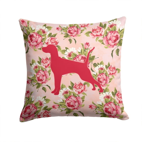 Carolines Treasures Pointer Shabby Chic Pink Roses Fabric Decorative Pillow 14Hx14W multicolor