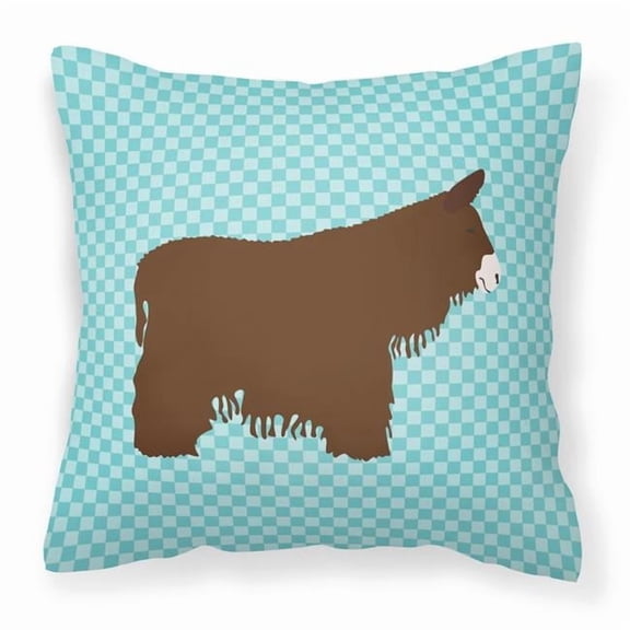 Carolines Treasures BB8026PW1414 Poitou Poiteuin Donkey Blue Check Fabric Decorative Pillow, 14 x 14 in.