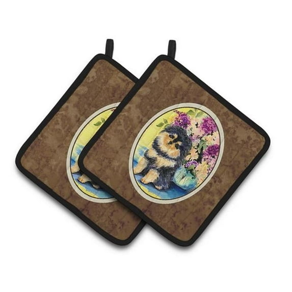 Carolines Treasures Pomeranian Pair of Pot Holders - 7.5 x 3 x 7.5 in.