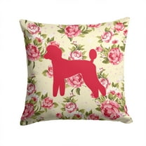 Carolines Treasures Poodle Shabby Chic Yellow Roses Fabric Decorative Pillow 14Hx14W multicolor