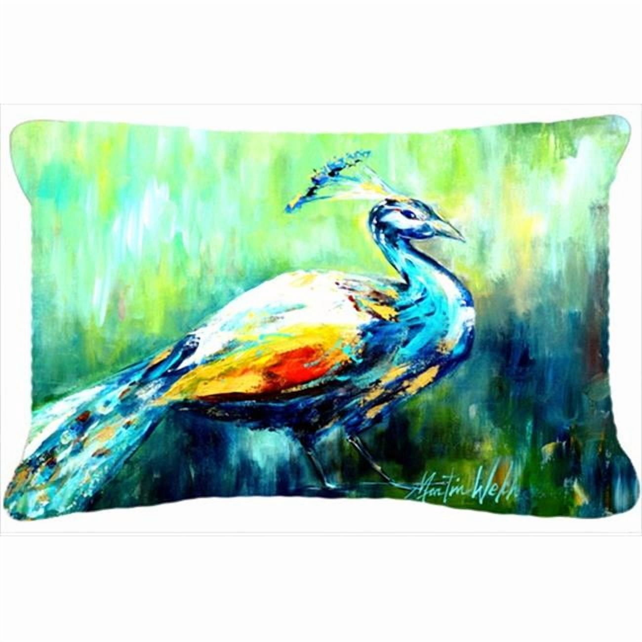 Carolines Treasures  Proud Peacock Green Indoor & Outdoor Fabric Decorative Pillow