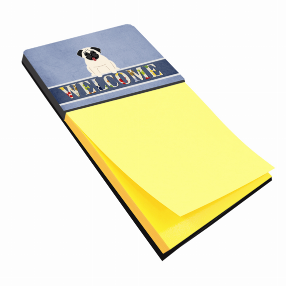 Carolines Treasures Pug Cream Welcome Sticky Note Holder Large multicolor