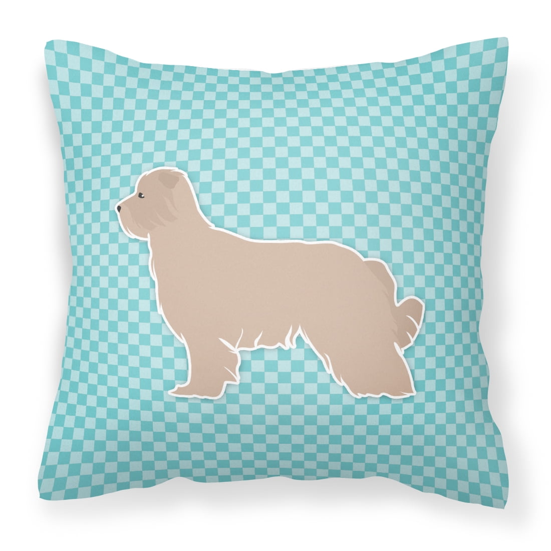 Carolines Treasures BB3718PW1414 Pyrenean Shepherd Checkerboard Blue Fabric Decorative Pillow