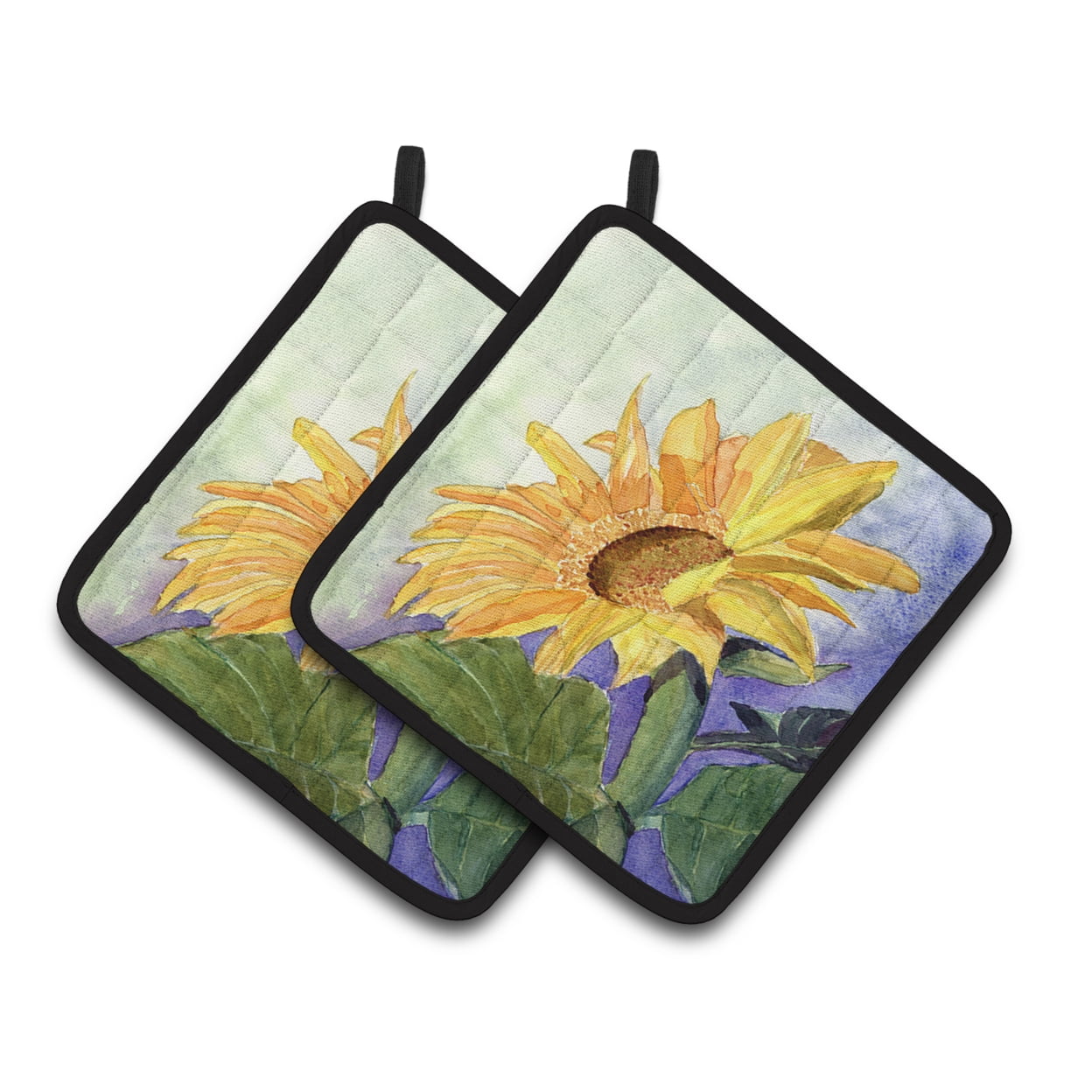 Set Of 4 Cute Sunflower Kitchen Pot Holders - 7x7 Inch 100% Cotton & Machine Washable